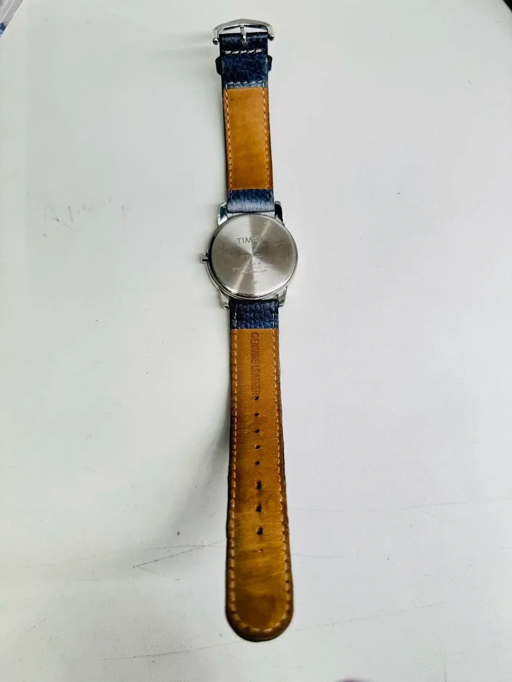 Timex Indiglo WR30M Quartz 35mm White Dial Leather Men Watch New Battery Runs
